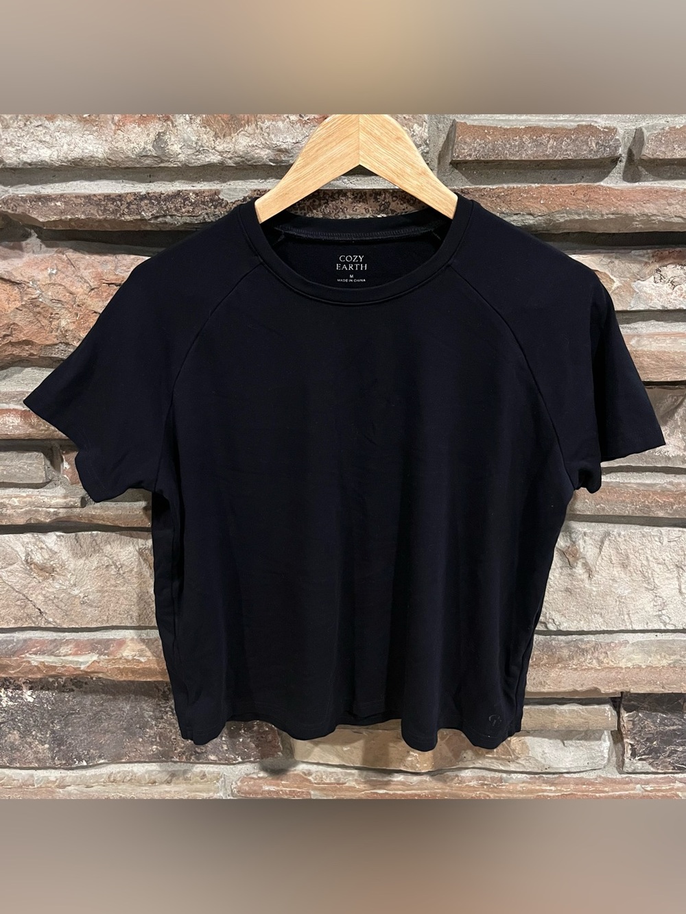 Cozy Earth Bamboo Black Short-Sleeve Boxy Crew Tee